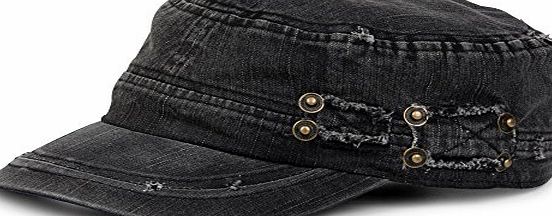 styleBREAKER military cap in washed, used look, vintage, adjustable 04023011, color:Black