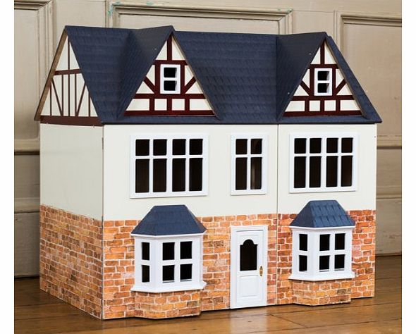 Box Brick Effect Wooden 3 Storey Tudor Dolls House Kit