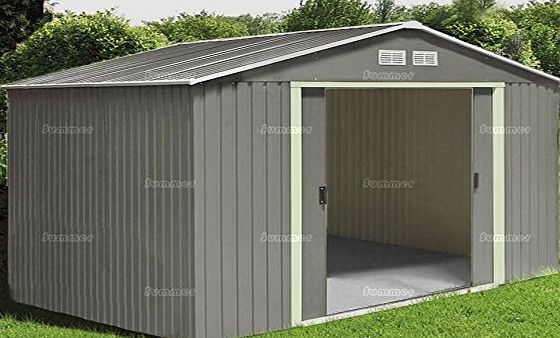 Summer Garden Buildings METAL SHED - GARDEN STORAGE - APEX ROOF, DOUBLE DOOR, GALVANIZED STEEL - Size: 9x8