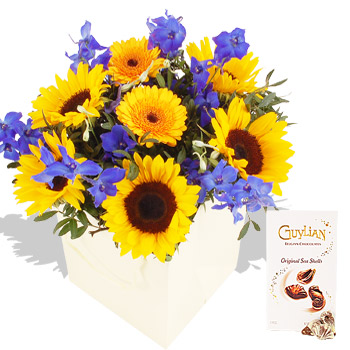 Summer Sunflower Gift Bag and Chocolates - flowers