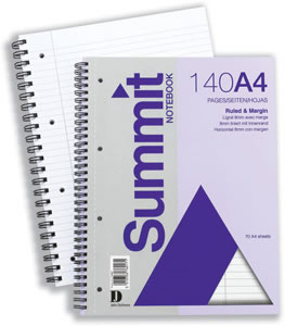 Summit Notebook Wirebound 70gsm 140 Pages Ruled