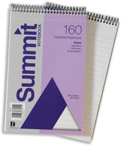 Summit Notebook Wirebound Headbound Ruled 60gsm