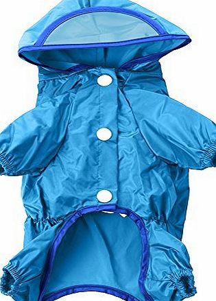 Sundlight Pet Hoodie Jumpsuit Raincoat for Small and Medium Dogs, Snap Button Waterproof Rainy Days Accessory Jacket Cloth with Extra Long Brim for Cats and Small Dogs (Blue, Size S)