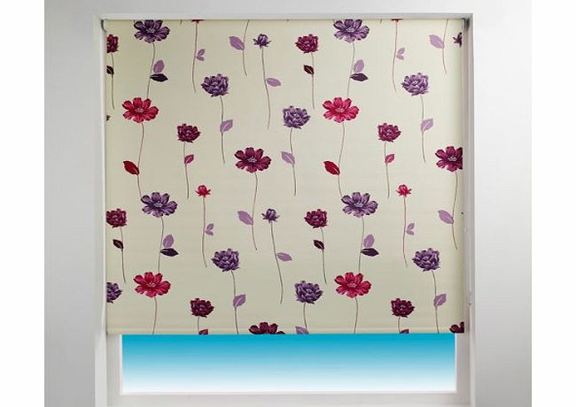 Sunlover Patterned Thermal Blackout Roller Blind, Floral Trail Mulberry, W120cm