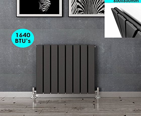 sunny showers 600x600mm Anthracite Horizontal Column Designer Radiator Single Flat Panel Radiator Heater