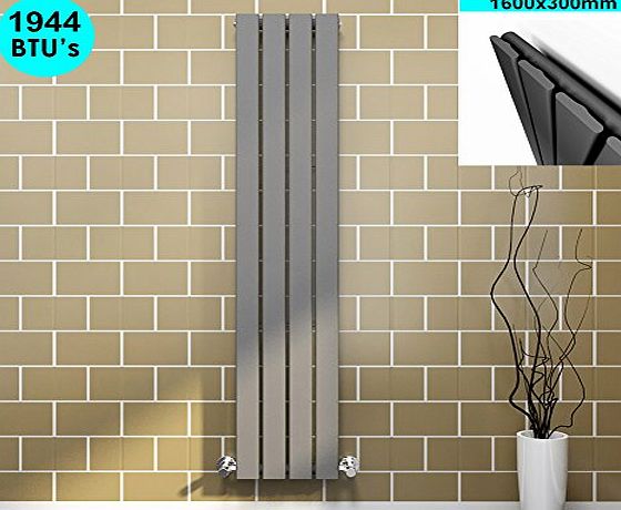 sunny showers Designer Vertical Column Radiator Anthracite Single Flat Panel 1600 x 300mm