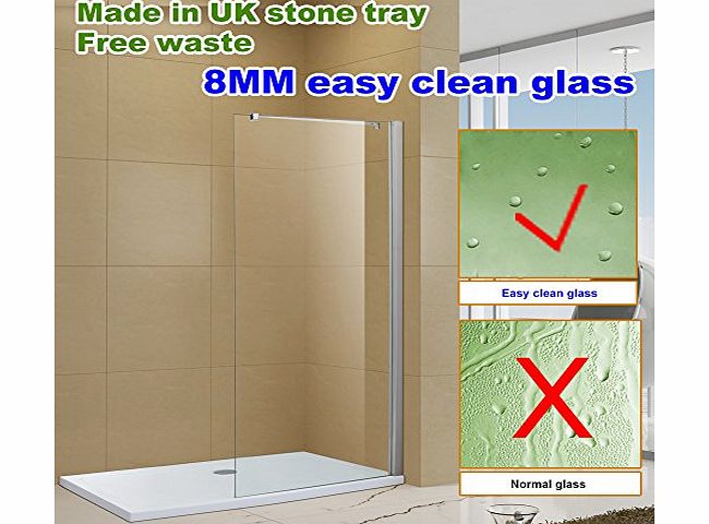 sunny showers,ultra 1100x700mm walk in shower enclosure wet room screen shower tray free waste with 700mm glass panel