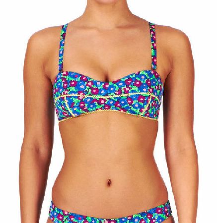 Sunseeker Womens Sunseeker Panelled Bra Bikini Top - Cobalt