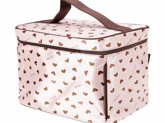 SuntekStore Online Cute Heart-Pattern Cosmetic Bag Makeup Pouch Case Toiletry Bag Make-Up Bag - Pink