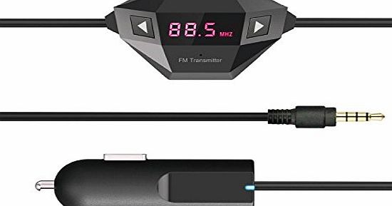 Sunvito Universal Wireless FM Transmitter with USB Car Charger Hands-free Calling, 3.5mm Audio Plug FM Modulator