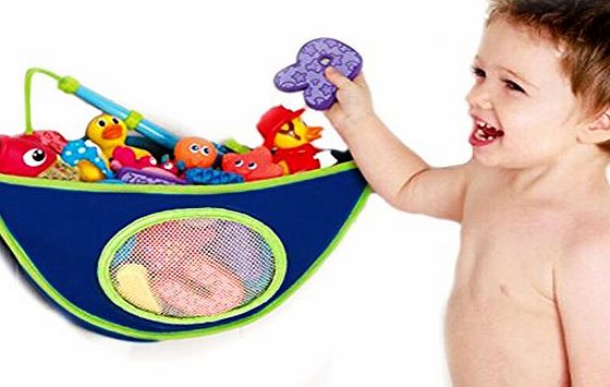 Super Junior Kids Bathroom Toy Storage Baby Suction Cup Bath Corner Toy Organiser Toys Store-Bag Blue