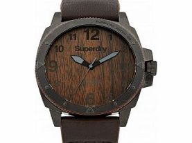Superdry Mens Trident Wood Brown Leather Strap