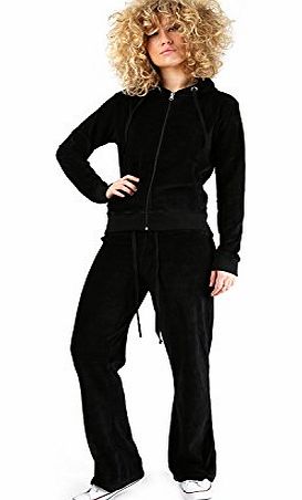 Womens VELOUR TRACKSUIT Pockets Jogging Suit Cosy Lounge Sexy Hooded Ladies (12, Wine)