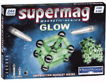 Supermag Magnetic Toy - 244 Piece GLOW Set