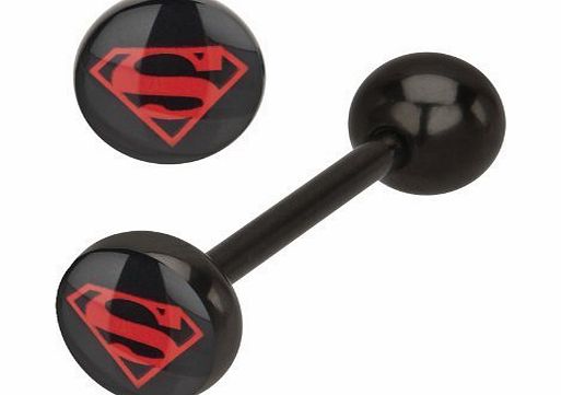 Superman DC Comics Superman Black Logo Tongue Ring Barbell 14G 5/8