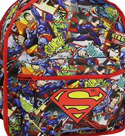 Superman Reversible Backpack Logo and Comic Strip
