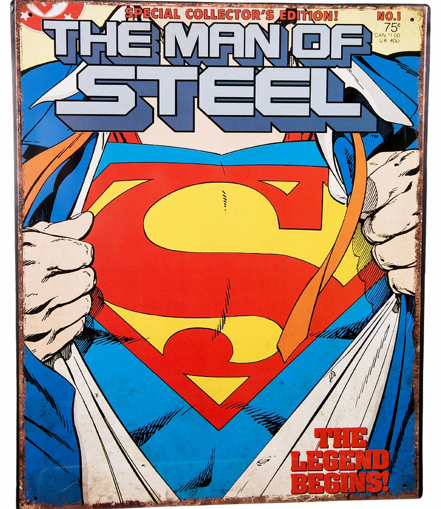 SUPERMAN The Man Of Steel Large Steel Sign