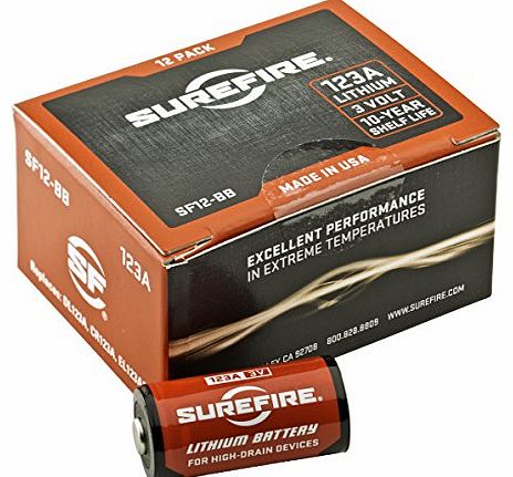 Surefire 123A Lithium Batteries, Box of 12