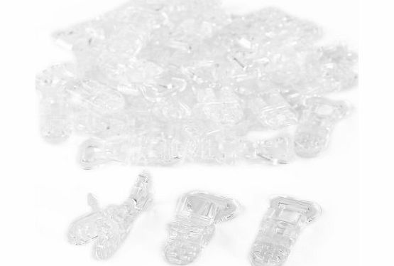 Surepromise 30 KAM Plastic Clips Mam Baby Pacifier Soother Holder Great Baby Gift T-shaped Plastic Badge Clips for making Dummy Clips Straps (Clear(30pcs))