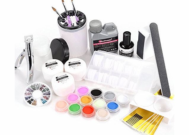 Surepromise Pro Nail Art Acrylic Powder Color Set w/False Nail Tips Full Kit
