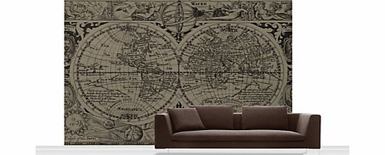 Surface View 17th Century Map of the World Mural