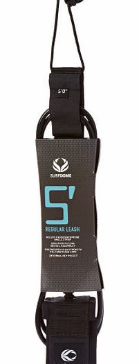Surfdome Regular Black 5mm Surfboard Leash - 5ft 0