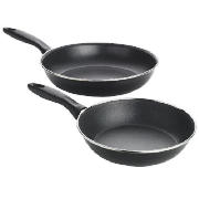 2 pack frypans Black 21cm and 27cm
