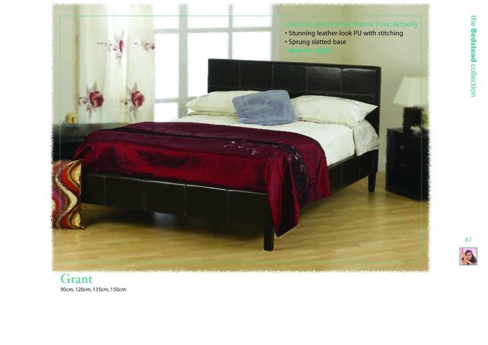 Grant 4ft 6 Double Leather Bedstead