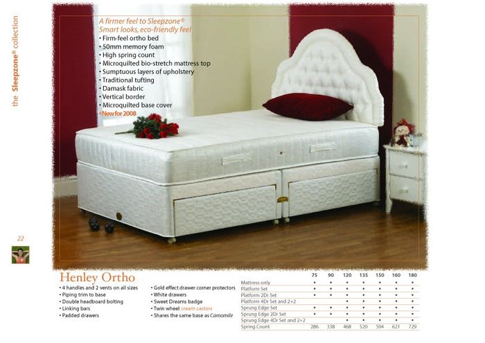 Sweet Dreams Beds Henley Ortho 4ft 6 Double Divan Bed