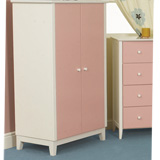 Sweet Dreams Kipling 2 Door Wardrobe in Pink and White finished Rubberwood