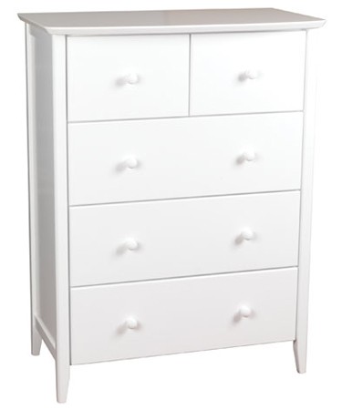 White Shaker Style Five Drawer Chest