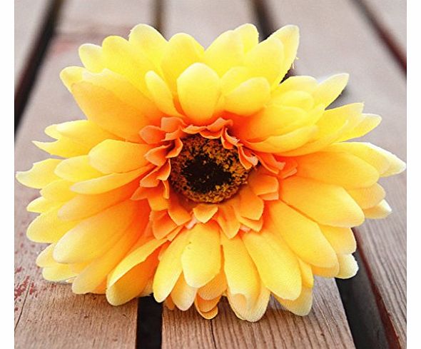 Silk Cloth Gerbera Stems Artificial Flowers For Weddings Party/Home Floral Arrangements (bright yellow)