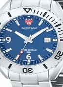 Swiss Eagle Mens Dive Torpedo Blue Silver Watch