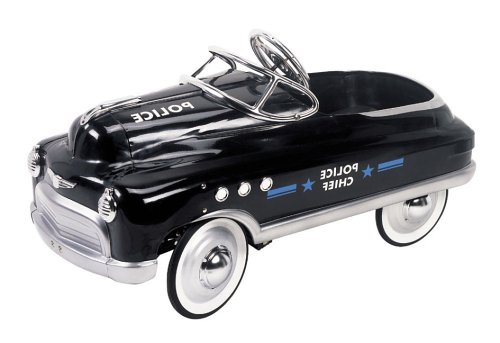 syoT Ltd 1930s Metal Pedal Car in Black with Police Decals