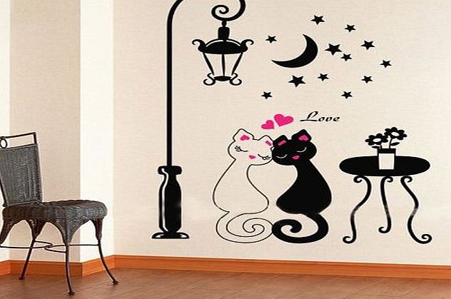 Sypure TM) DIY Cute Couples Cats Cartoon Wall Sticker Kids Childrens Room Decoration Adesivo De Parede Wallpaper Ornamentation