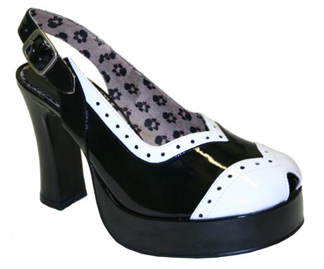 T.U.K. - Peep Toe - Brogue - Black/White