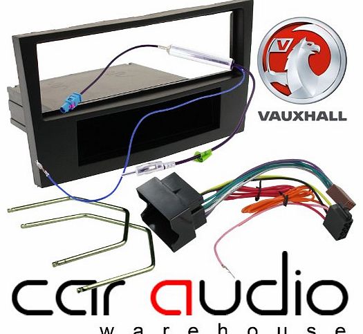 T1-VX04 - Vauxhall Astra H 2004 -2009 - Complete Car Stereo Facia Fitting Kit. Single Din Facia, Release Keys, ISO Loom & Aerial Adaptor (BLACK)