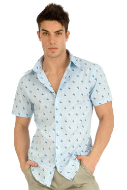 Tablecloth Retro Grenada Shirt With Box Detail Blue