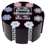 Tactic Games UK Pro Poker Wooden Chip Rack with 200 Chips and 2 Packs of Cards