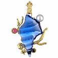 Marina Collection - Blue Seashell Tourmaline and 18K Gold Pendant