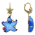 Marina Collection - Blue Starfish Rubie & 18K Gold Earrings