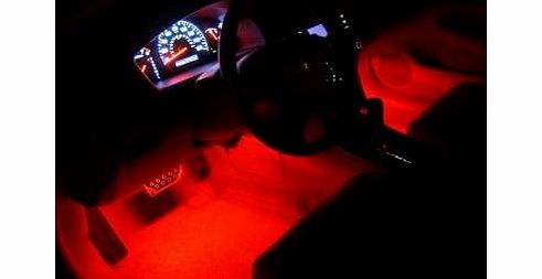Tall Elephant RED 12`` Car Interior NEON LIGHTS. Two (2) 12 inch (30cm) Cold Cathode Neon lights that fit inside your car foot well to light the floor. Can also be fitted under your seats.