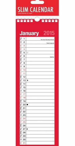 Tallon 2015 slim month to view black and red wall calendar