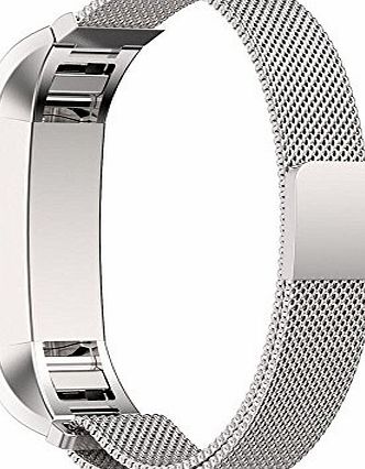 TaotreeTM Fitbit Alta Band Replacement, Taotree Fully Magnetic Closure Clasp Mesh Loop Milanese Stainless Steel Replacement Accessory Bracelet Strap for Fitbit Alta Fitness Tracker (Silver)