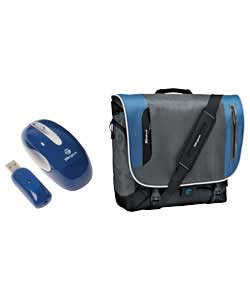 Blue Vibe Messenger Case and Blue Wireless Mouse