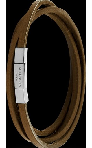 Mens Brown Leather Click Square Wrap
