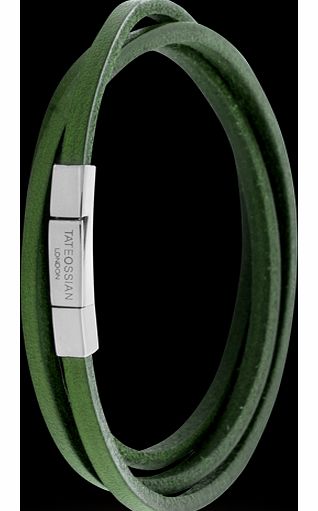 Mens Green Leather Click Square Wrap