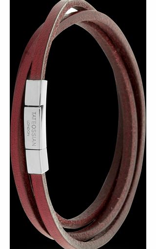 Mens Red Leather Click Square Wrap