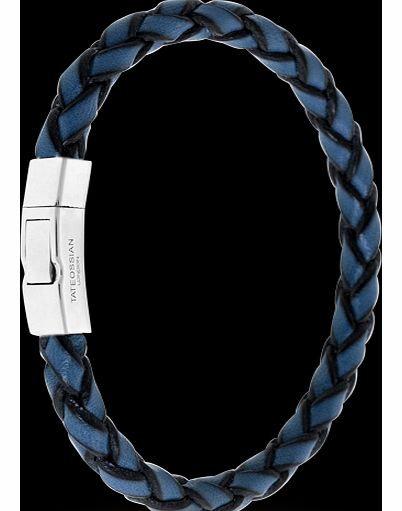 Tateossian Mens Scoubidou Blue Leather Bracelet