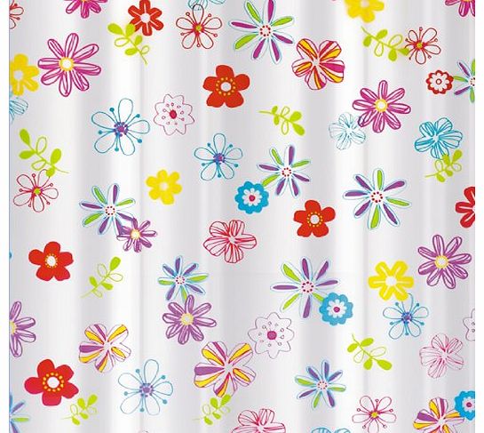 Flowers Shower Curtain 180X180 cm Waterproof Peva Material incl. 12 oval Shower Rings